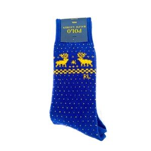 Polo Ralph Lauren Mens Navy Moose Reindeer Wool Blend Blue Socks Size 10-13 New